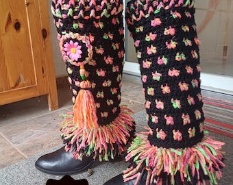 Leg warmers/Crocheted leg warmers /Warm and cozy /Gift for her/Wool and cotton