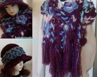 Reserved for Elizabeth/Hat and Scarf/Handmade Set Scarf and Hat/Crochet Hat and matching scarf
