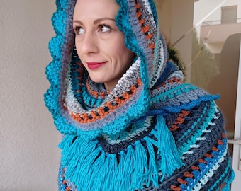 Hooded Scarf, Crochet Scoodie, Wool hooded cowl, Gift Idea, Gift ideas for Mother’s Day, gift ideas for mom, Mother’s Day, Easter