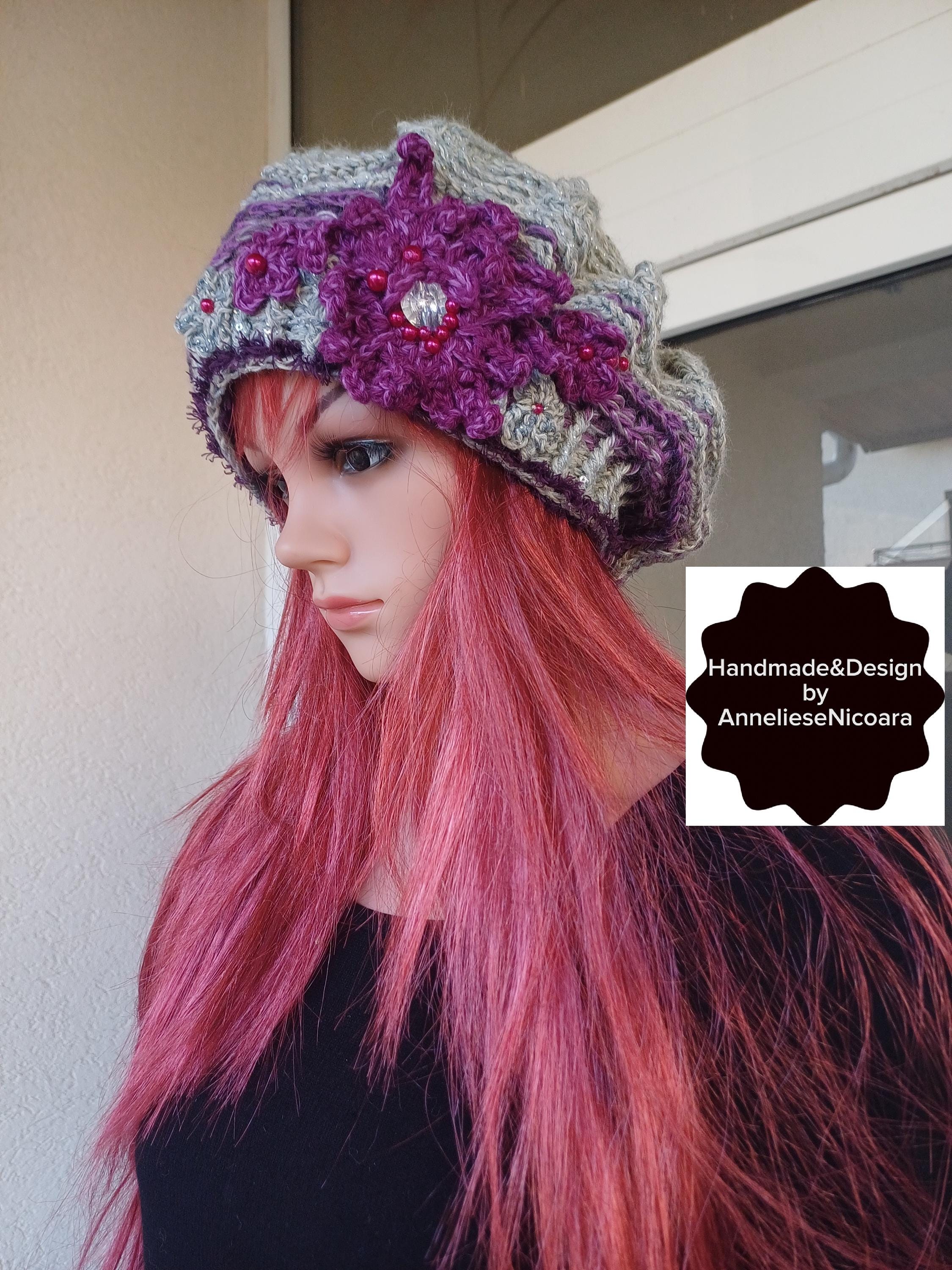 3498 Women Beret Hat French Hollow Sequins Decor Thin Beret Slouchy Crochet Premium Slouchy Beret/hand Crochet Bohemian Beret/luxury  main image 4