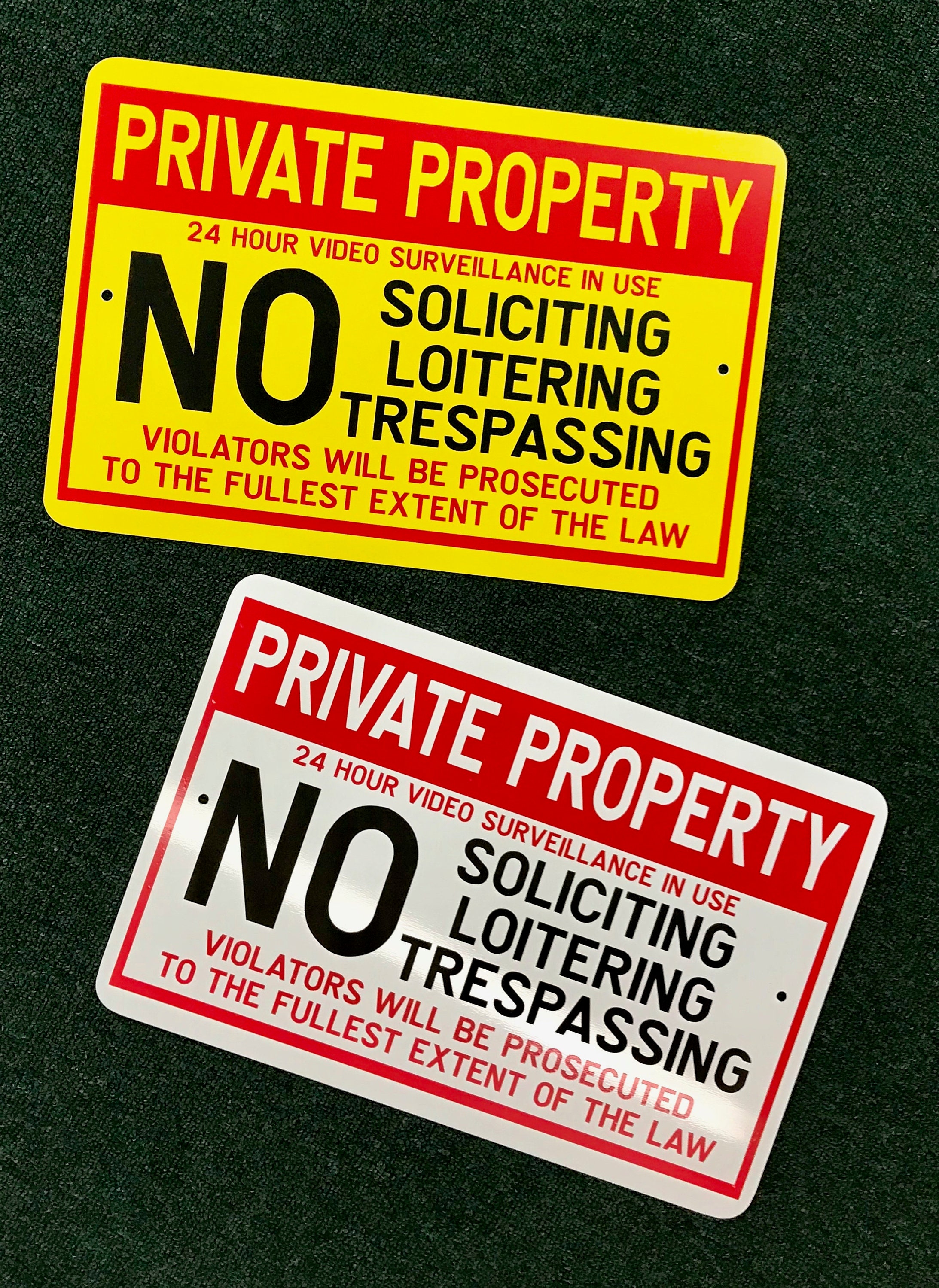 Private Property No Soliciting No Trespassing Video Surveillance Sign 12" x 18" Private Property No Soliciting No Trespassing Video Surveillance Sign 12" x 18"