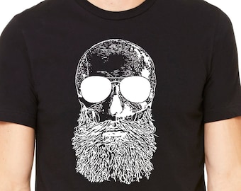 Skull Beard - Beer T Shirt - Boyfriend gift - College nerdy party - Beer shirt Hop beard -IPA -  Home craft microbrew Indie