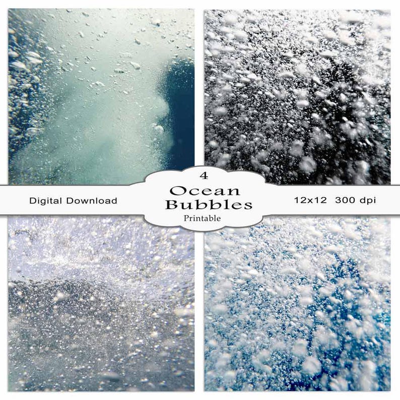 Ocean Bubbles Digital Paper: Scrapbook Print Overlays (digital Download ...