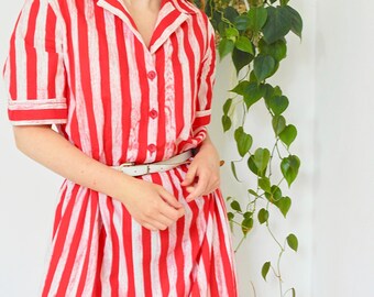red and white striped dress