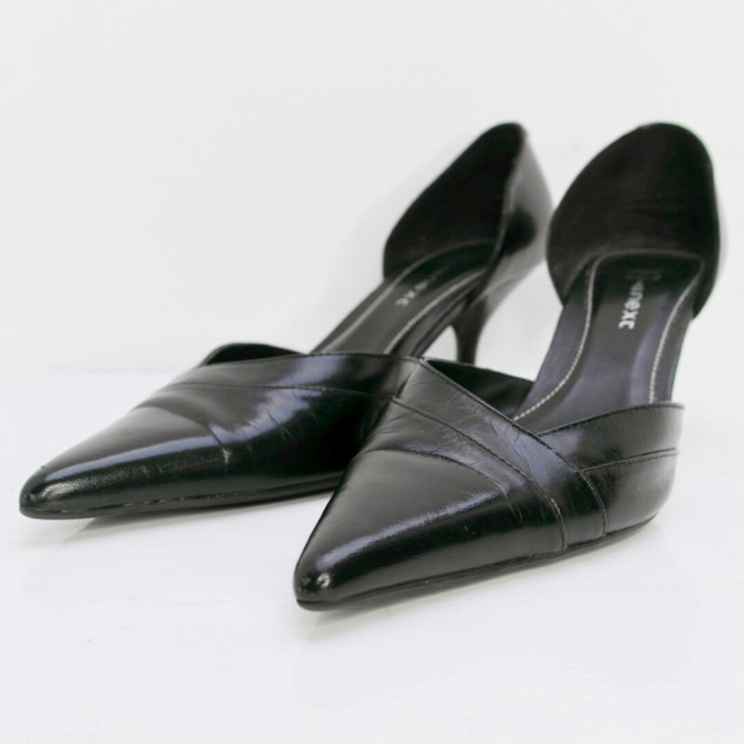 UK6 Y2K Kitten Heels, Pointed Toe Shoes, Black Leather Heels, 00s