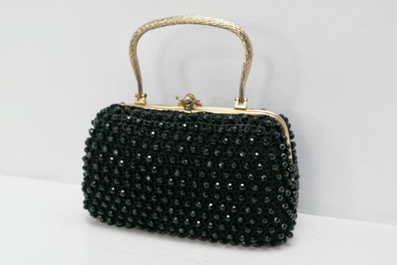Beaded Box Bag, 1960s Handbag, Top Handle Handbag… - image 3