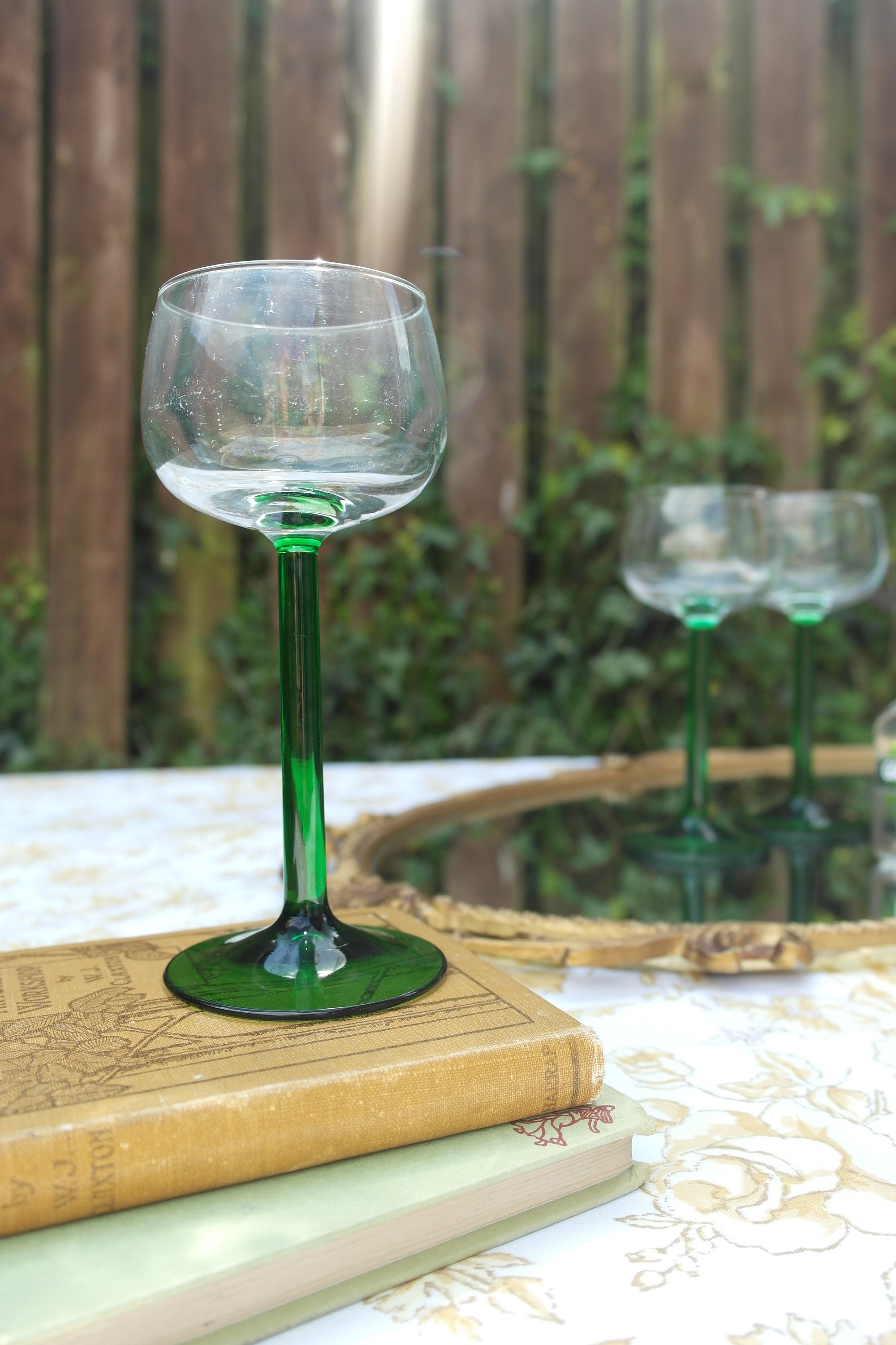 1970s Green Stem Wine Glasses Luminarc Green Stem Glassware Etsy UK