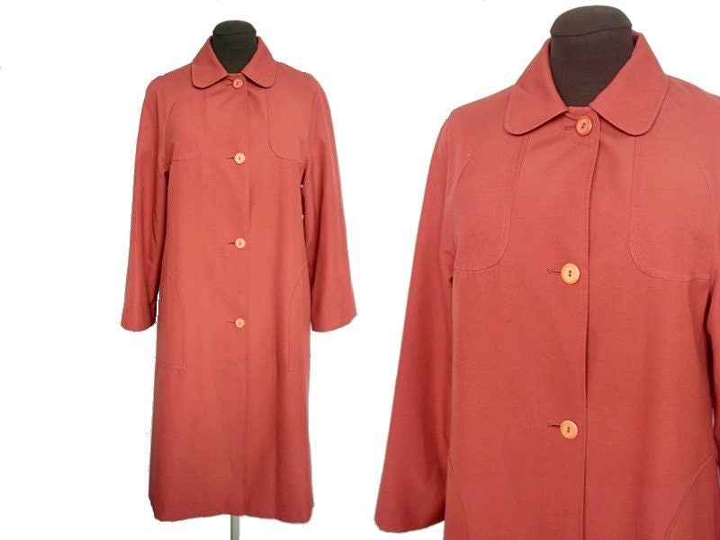 Image of S Vintage Rain Coat, S Red Autumn Mac, St Michael Button Front Smart Jacket, Mod Style Raincoat Uk Size