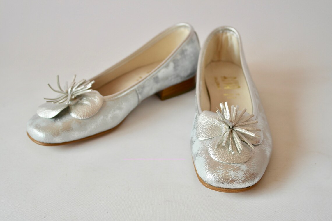 metallic ballerina pumps