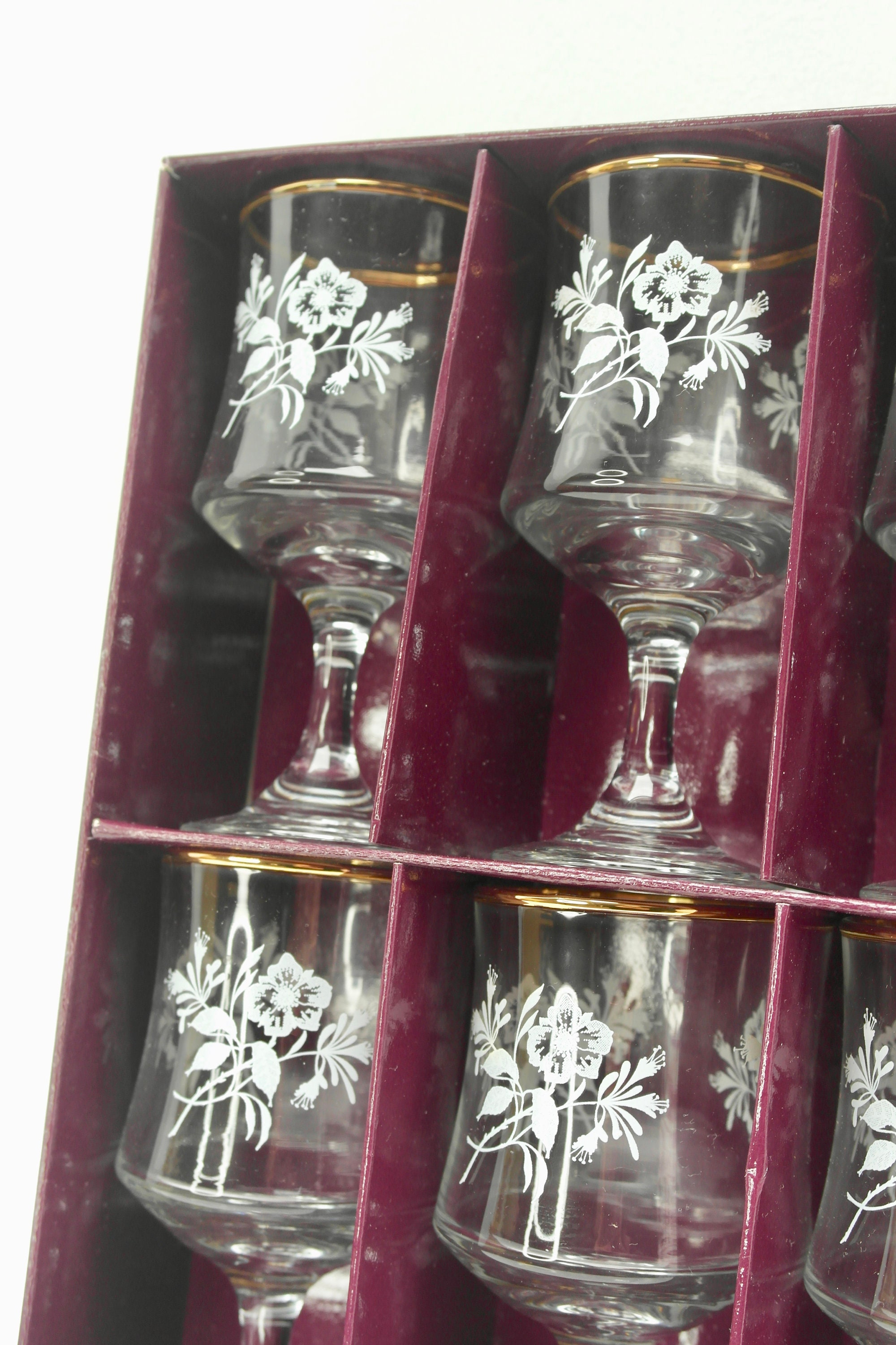 1970s Wine Glasses Dema Glassware Windsor Rose Floral Wine Etsy UK