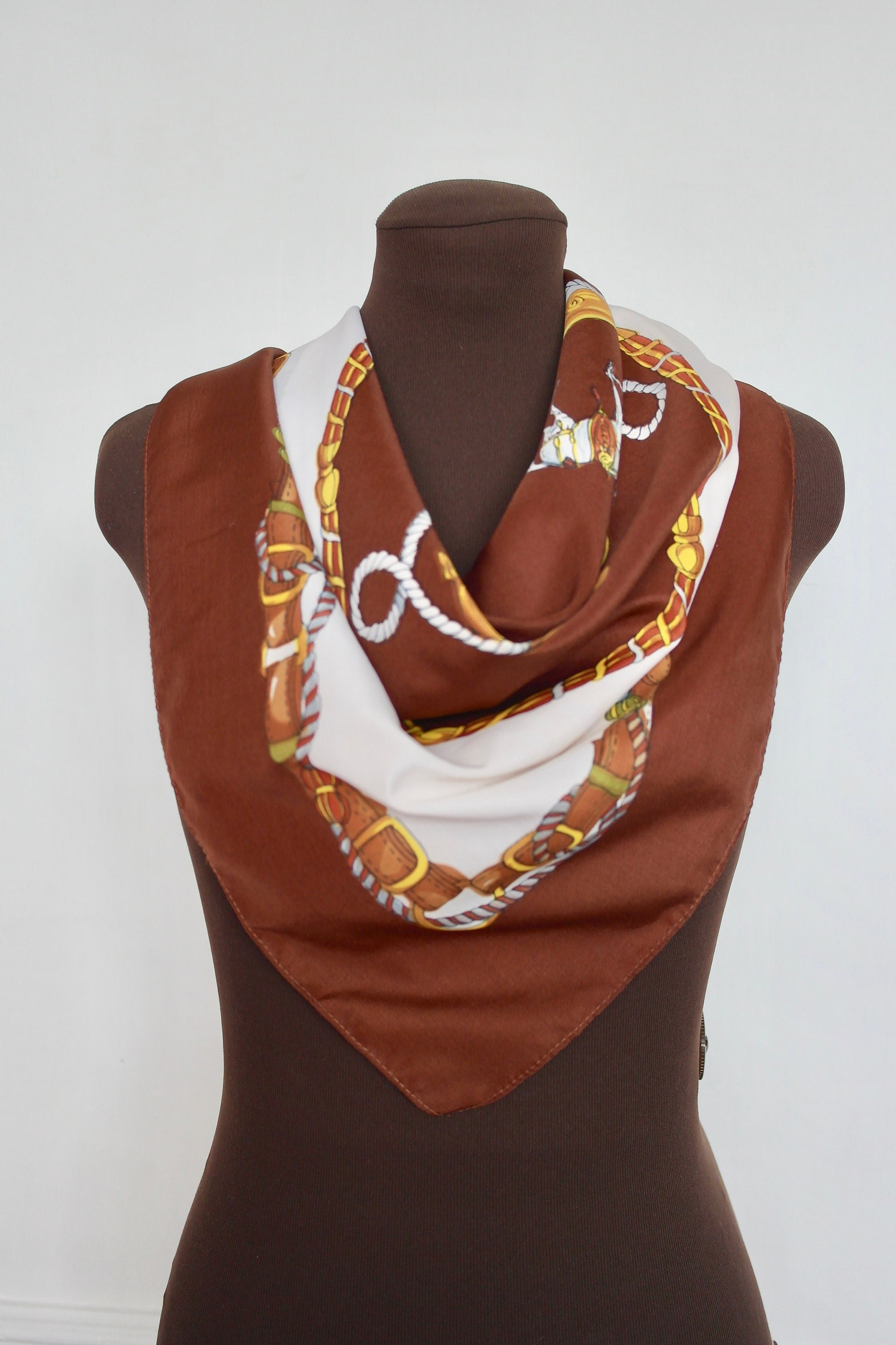 Classic Equestrian Head Scarf Vintage Equestrian Style Scarf Etsy