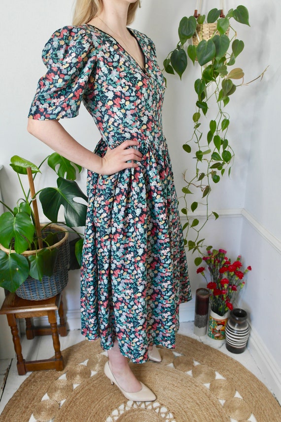 Floral Prairie Dress, UK10 Vintage Silk Dress, 19… - image 5