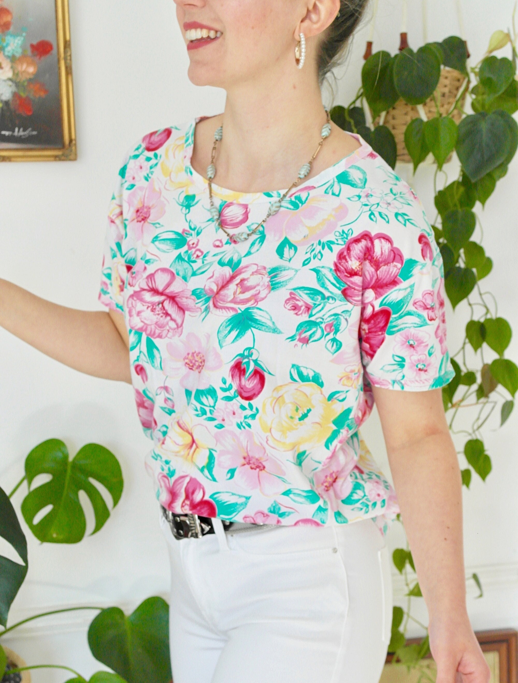 floral baseball tee womens