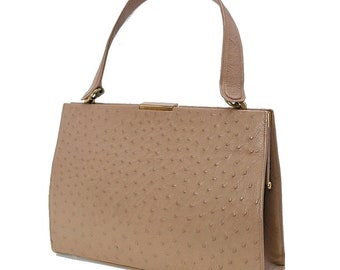 1960s Handbag, Classic Ladies Handbag, Ostrich Leather, 60s Top Handle Bag, RARE Handbag with Purse, Made in Germany, Goodwood Twinwood