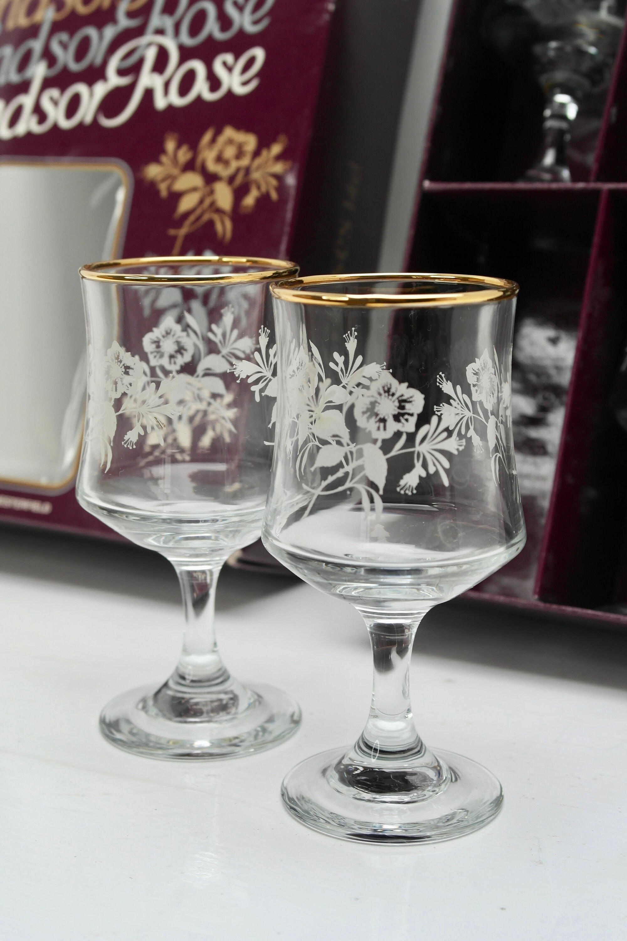 1970s Wine Glasses Dema Glassware Windsor Rose Floral Wine Etsy UK