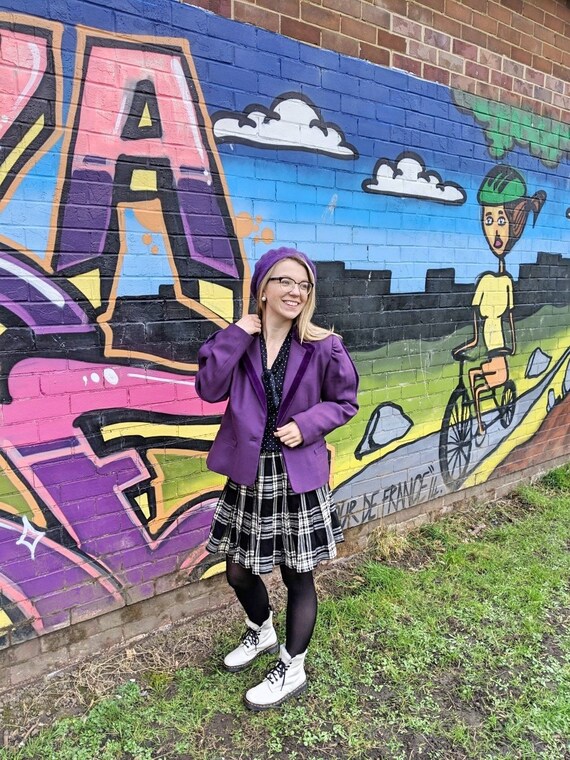 80s Violet Purple Jacket, Purple Pure New Wool, 80