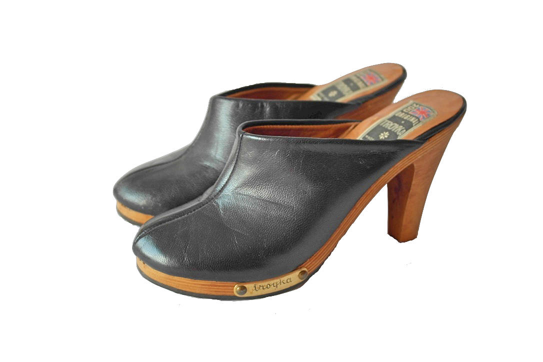 curtis black platform mules