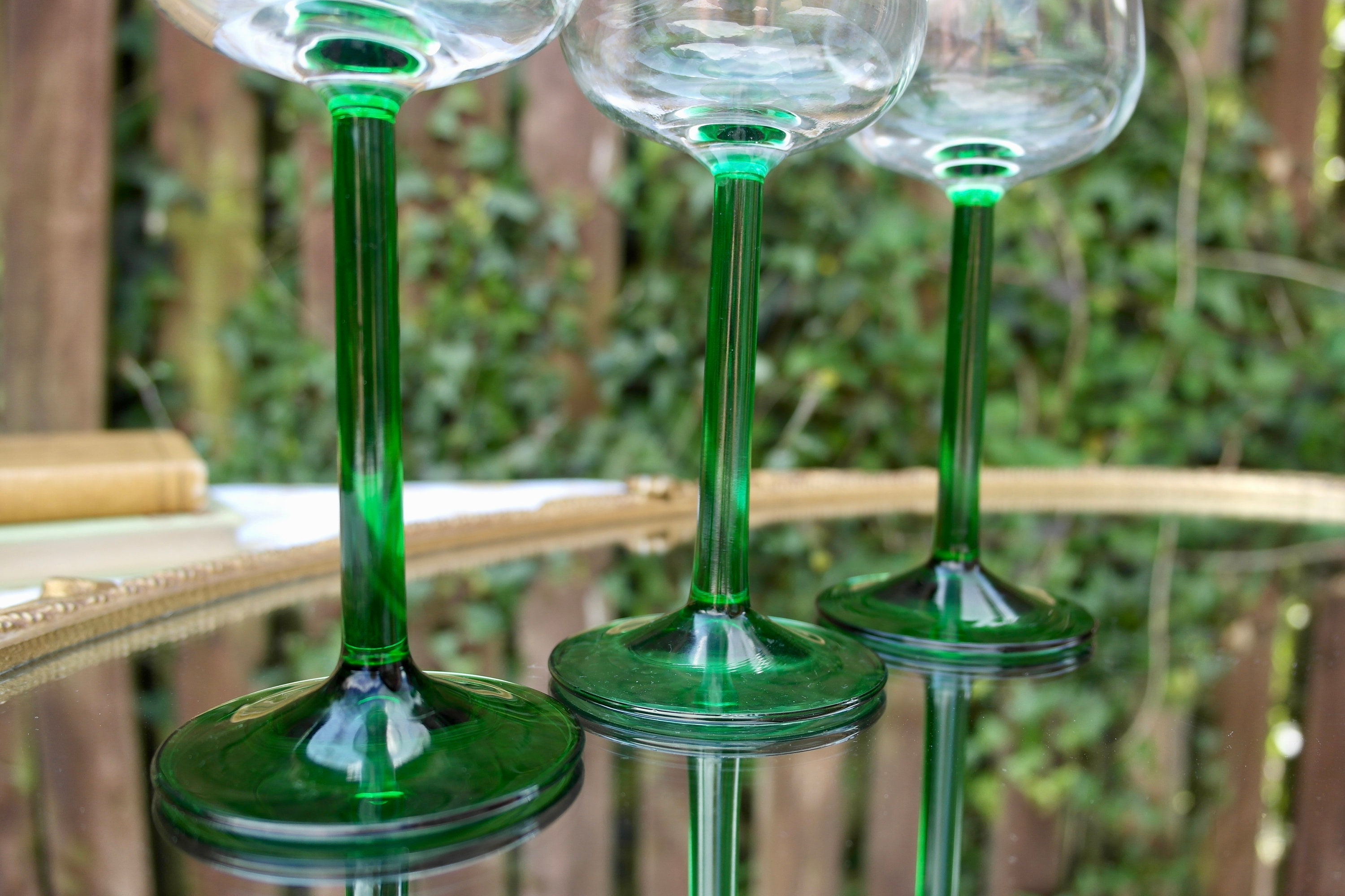 1970s Green Stem Wine Glasses Luminarc Green Stem Glassware Etsy UK