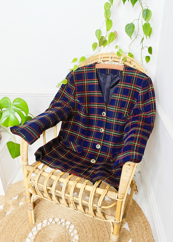 Check Print Jacket, UK20 Vintage Jacket, 90s Plaid