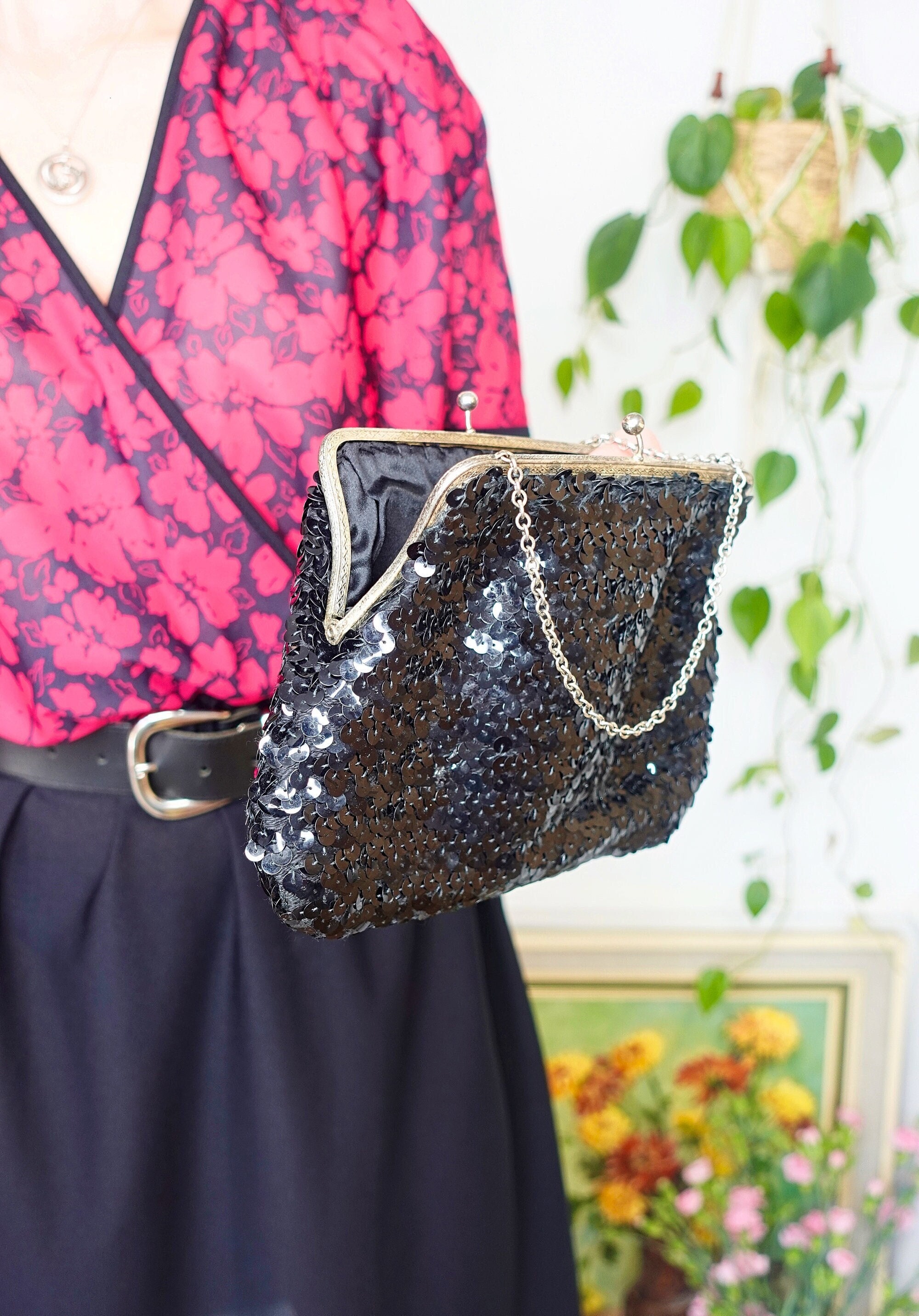 Bridal bag purse wallet wedding party bag sequin Great Gatsby luxury black  velvet : Amazon.co.uk: Handmade Products