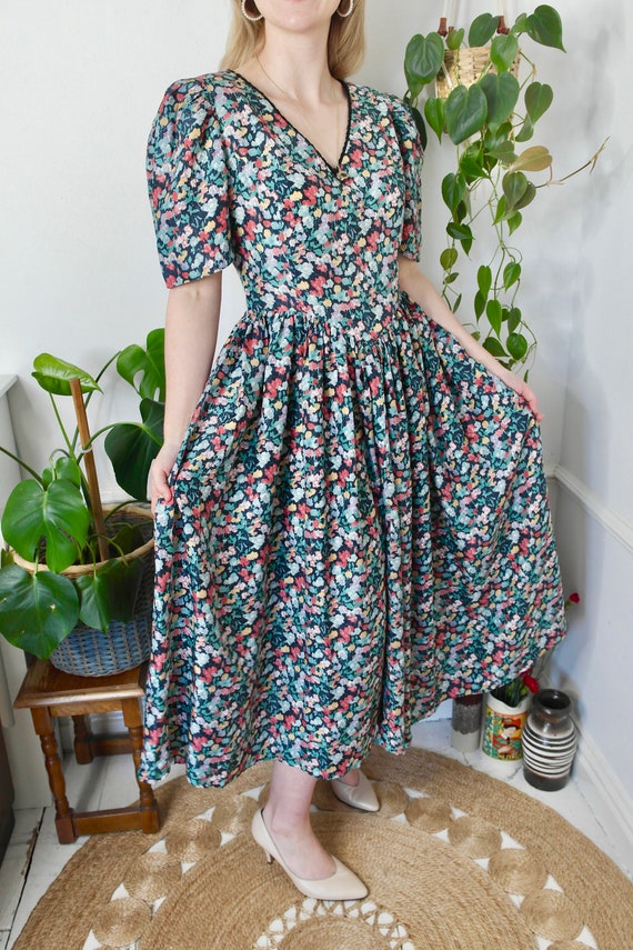 Floral Prairie Dress, UK10 Vintage Silk Dress, 19… - image 7