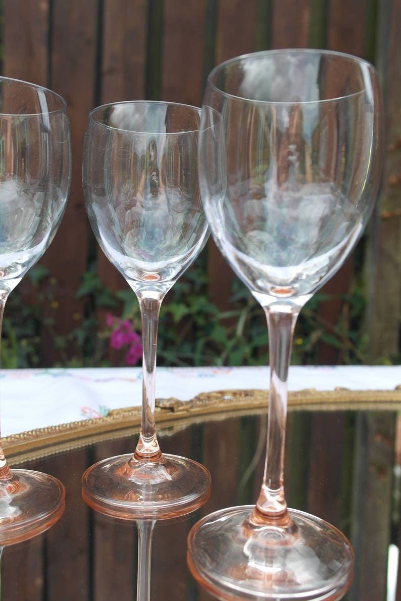 Luminarc Wine Glasses 1970s Vintage Wine Glasses Blush Pink Etsy UK