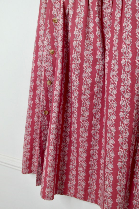 Womens Vintage Diamante Pink Floral Wrap Around Skirt UK 4