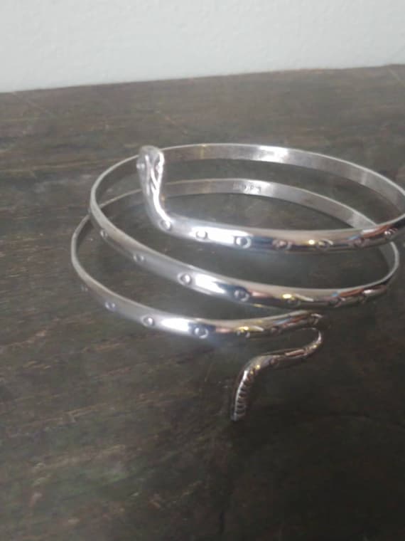 Vintage Taxco Sterling Triple Coil Snake Bracelet,