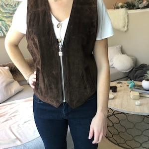 Vintage, BOHO, Levi&#39;s Silver Tab, Brown, Suede Leather Vest, Western, Canadian, Size Medium