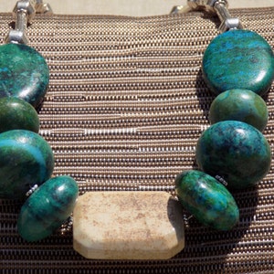 Blue/Green and Tan Stone Necklace