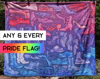 Shoe Queen Pride Plush Fleece Blanket | LGBTQ+ Art Throw