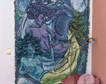 Mermaid Woven Blanket | Water Zodiac Sign Wall Hanging