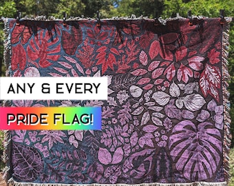 Plant Pride Woven Blanket: Customizable Queer Art Tapestry