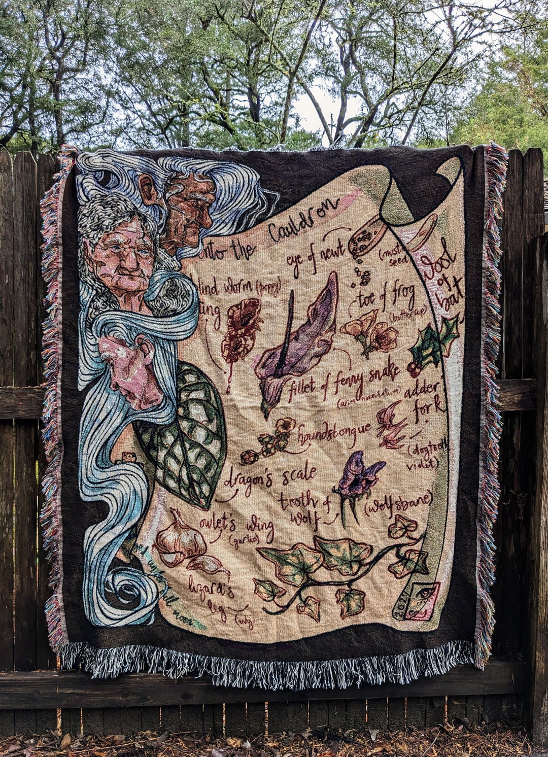 Macbeth Witches Woven Art Blanket Something Wicked This Way Etsy