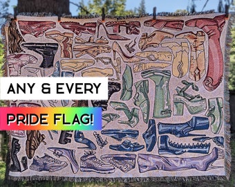 Shoe Queen Pride Woven Blanket | LGBTQ+ Shoe Art Tapestry