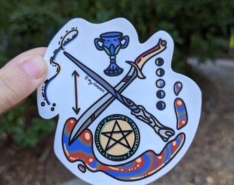 Minor Arcana Weatherproof Sticker | Waterproof Sticker | Tarot Gift | Suit of Swords | Suit of Cups | Suit of Wands | Suit of Pentacles