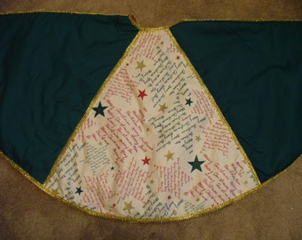 Reduced Price!!!  MERRY CHRISTMAS TREESKIRT, Handcrafted, one-of-a-kind