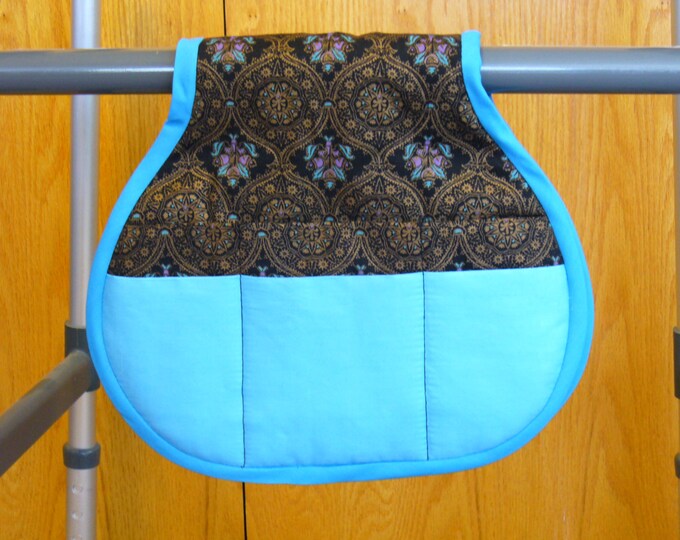 Turquoise Saddle Bag WALKER/WHEELCHAIR/BEDRAIL Caddy, Handcrafted, Free