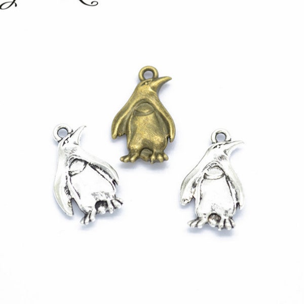 sans plomb et nickel---100pieces 20x13mm argent antiqued / bronze antique PENGUIN pendentif en alliage de zinc charmes découvertes