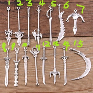lead and nickel free---10 pieces  antiqued silver swords pendant charms findings--15 colors for your choose