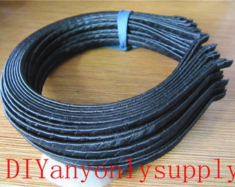 lead and nickel free---20pieces 5mm width black satin ribbon cover hairbands metal findings