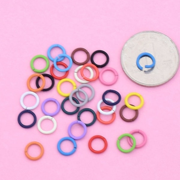 200 pieces assorted 8mm colored jump rings/split rings/open rings/connect rings charms findings--1.2mm thickness