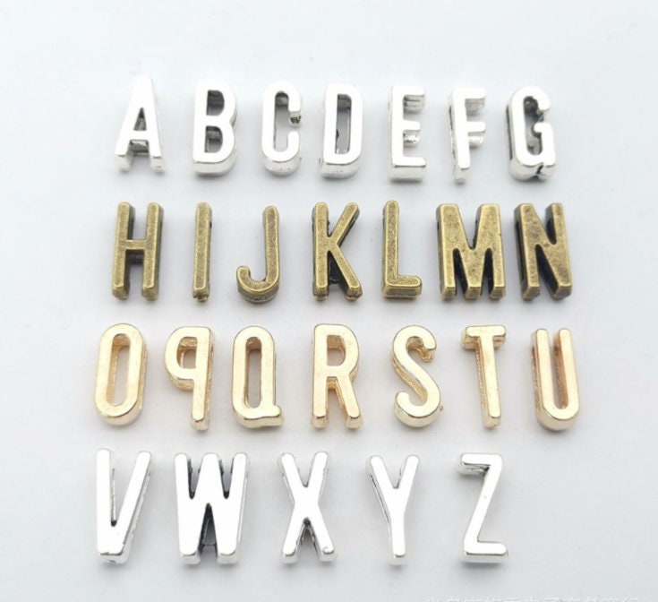 Choose Any 10/20/50/100 Gold Rhinestone Slide Letters Alphabet