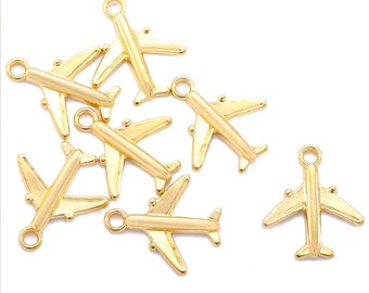 100 piezas 17x15mm plata envejecida/bronce envejecido/oro/oro kc/oro rosa/plata colgante de avión accesorios de aleación de zinc