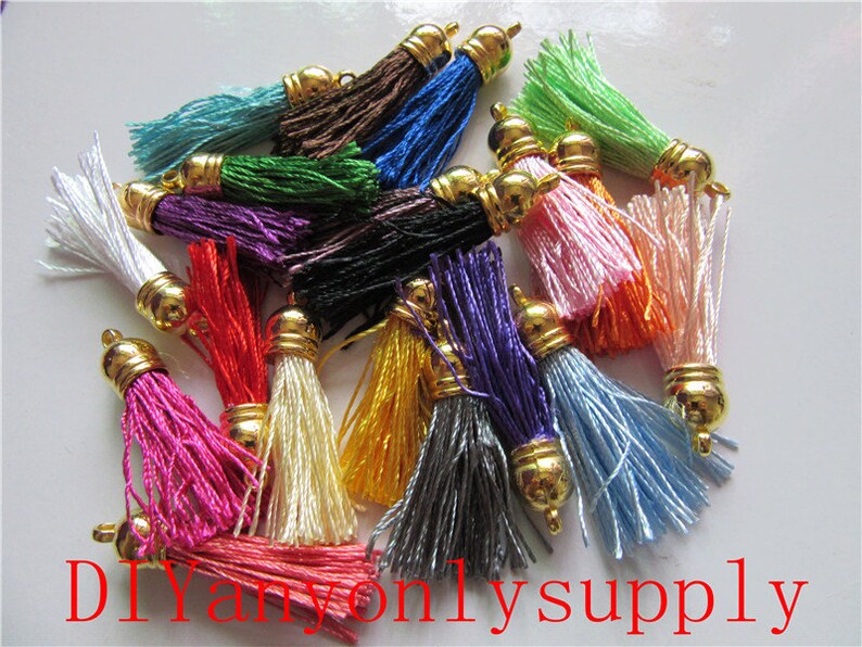 50pcs 45mm assorted string tassels with gold plated CCB Etsy