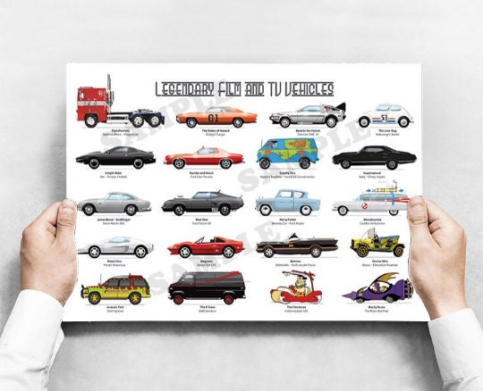 Legendary Film and TV Cars Poster A3 - Etsy