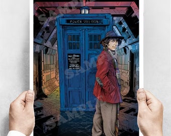 Doctor Who 4th Doctor and the Tardis A3 Poster