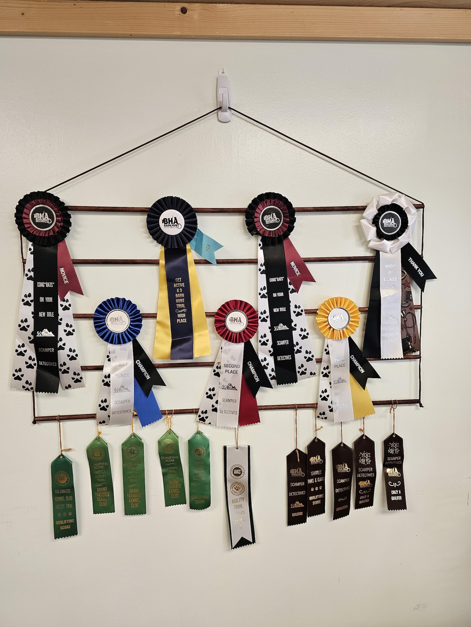 Dog Show Ribbon Display Rack: High Capacity Award Holder (36