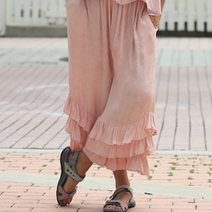 LAST PAIR Ballet Pink Ruffled Bloomer Pants PantalOOnie's with Pockets, Pantaloons L-XL