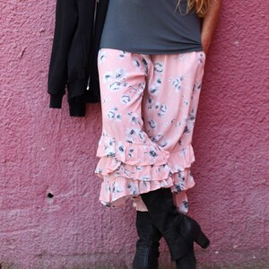 Pink and Grey PantalOOnie Bloomer Pants/Ruffle Pants/ Pink Pants